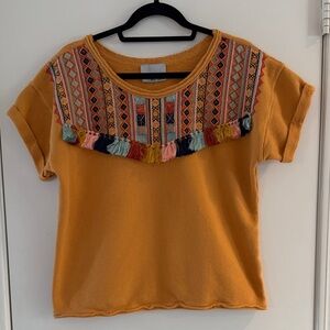 Anthropologie Valencia Fringe Top by Chloe Oliver Decorative Tassels 100% Cotton